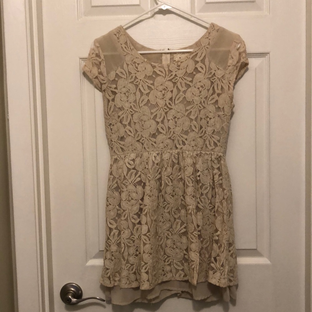 Urban Outfitters cream lace mini dress